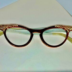 Suron Strawberry Blonde Vintage Cat Eye Rhinestone Eyeglass Frame Never Worn